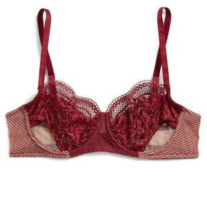 Adore Me Farina Unlined Balconette Women's Bra Plus Size 42DD in Rhubarb Red